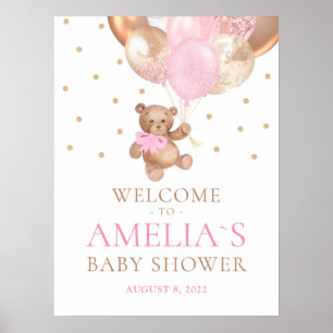 Affiche Ours en peluche à peine attendre Bienvenue Baby Sh