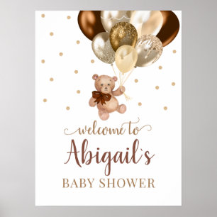 Affiche Ours en peluche à peine attendre Bienvenue Baby Sh
