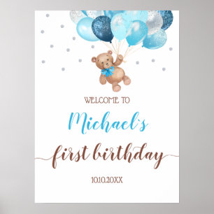 Affiche Ours en peluche à peine attendre Bienvenue Premier