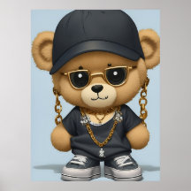 Ours en peluche adorable dans le style Hip Hop Art