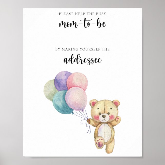 Affiche Ours en peluche - Aider la future maman occupée (Devant)