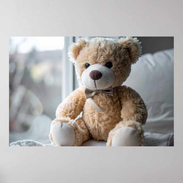 Affiche Ours en peluche assis confortablement (Devant)
