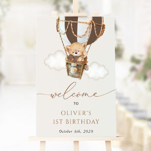 Affiche Ours en peluche, ballon Brown, accueil pour le pre