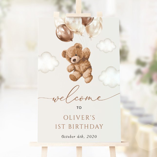 Affiche Ours en peluche, Ballons Brown, Accueil pour le pr (Créateur téléchargé)