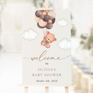 Affiche Ours en peluche, Ballons Brown, Baby shower d'accu