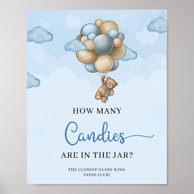 Affiche ours en peluche Combien de bonbons sont dans le je (Devant)