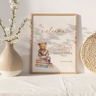 Affiche Ours en peluche de livre de contes Baby Shower Boh
