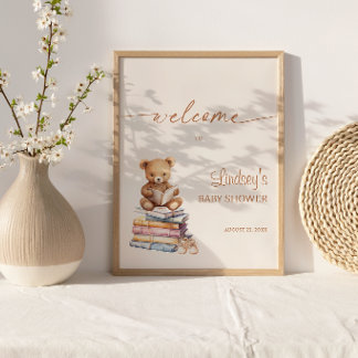 Affiche Ours en peluche de livre de contes Baby Shower Boh