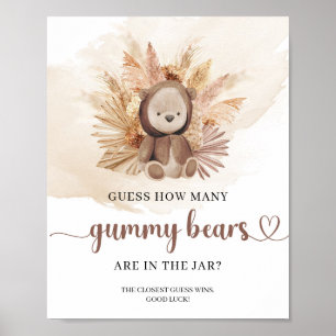 Affiche Ours en peluche de saumons neutres Devinez combien