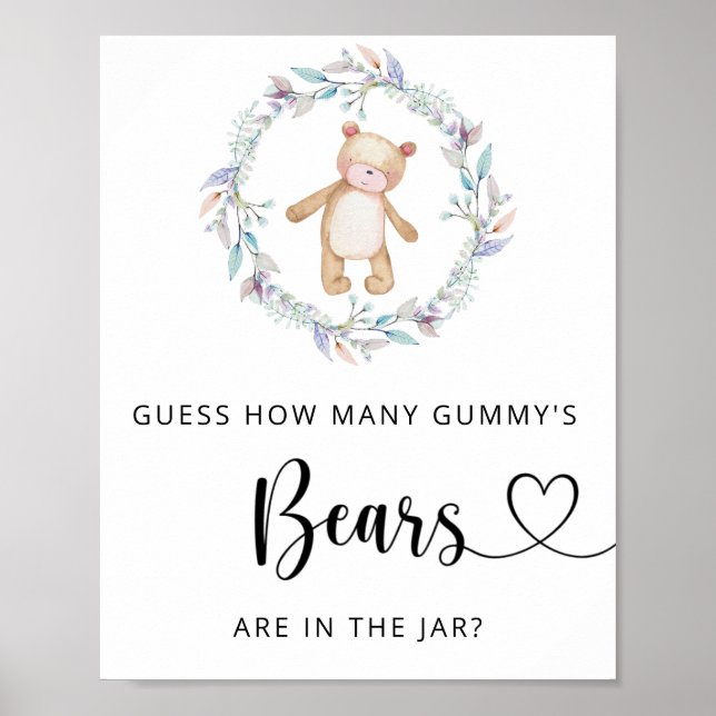 Affiche ours en peluche devine combien d'ours GUMM (Devant)