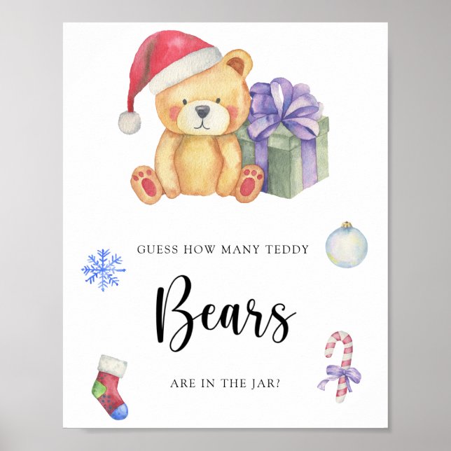 Affiche Ours en peluche d'hiver - devinez combien d'ours e (Devant)