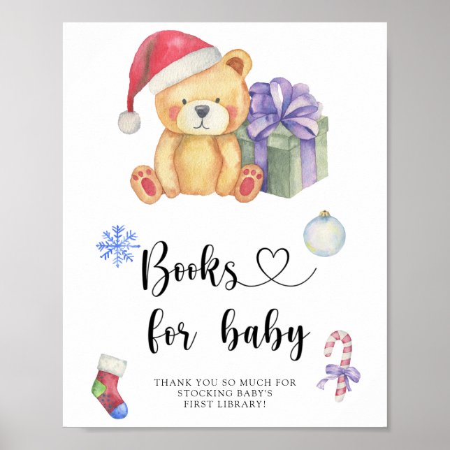 Affiche Ours en peluche d'hiver, livres d'affiche pour béb (Devant)