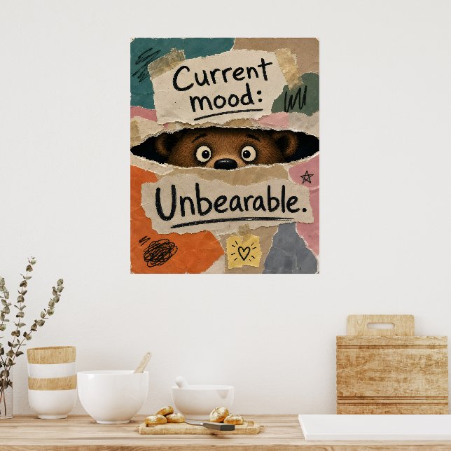 Affiche Ours en peluche drôle (Cuisine)
