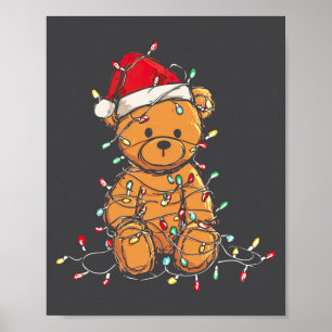 Affiche Ours en peluche drôle de Noël Graphiques Lumières