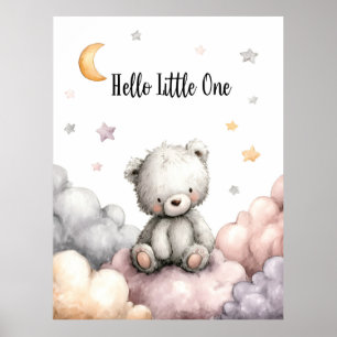 Affiche Ours en peluche fantaisiste "Bonjour Petit"