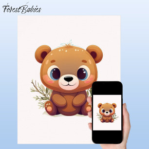 Affiche Ours en peluche mignonne Whimsical Woodland Baby �