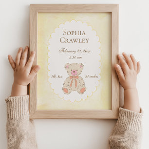 Affiche Ours en peluche personnalisé avec informations de