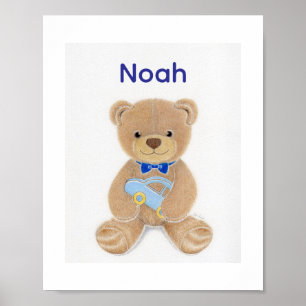 Affiche Ours en peluche personnalisé avec le nom de bébé g