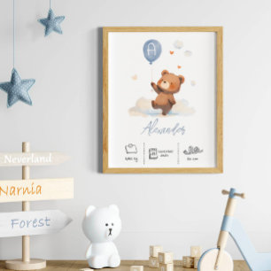 Affiche Ours en peluche personnalisé avec pouponnière à ba