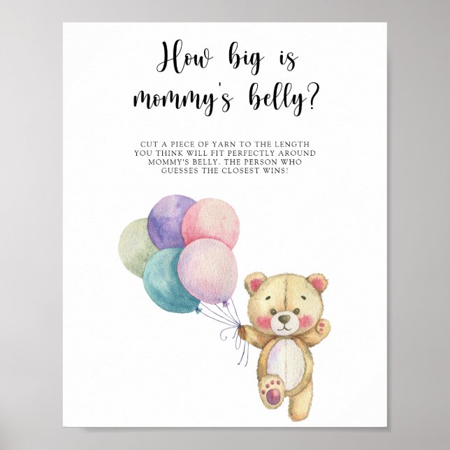 Affiche ours en peluche - quelle taille est le jeu du vent (Devant)