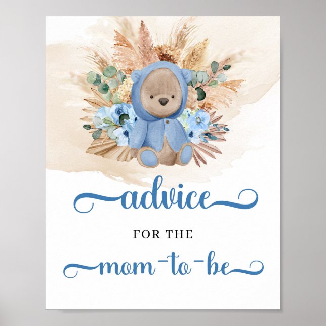 Affiche Ours en peluche tropical Boho Conseils pour la mam (Devant)