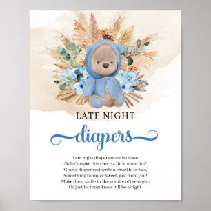 Affiche Ours en peluche tropical Boho Late Night Diapers j