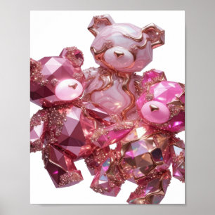 Affiche Ours en pierre précieuse rose captivant avec texte