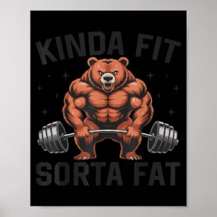Affiche Ours en salle de sport drôle plutôt en forme un pe