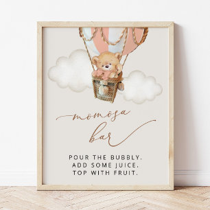 Affiche Ours En Teddy, Ballotte À Air Chaud Rose, Bar Momo