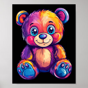 Affiche Ours En Teddy Coloré Aux Grands Yeux