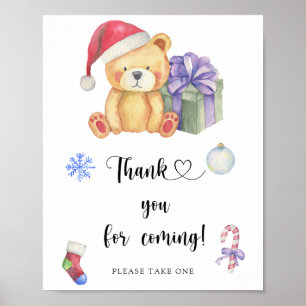 Affiche Ours et cadeau de Noël \ Merci d'être venu Affich