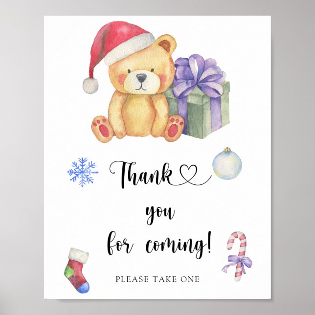 Affiche Ours et cadeau de Noël \ Merci d'être venu  Affich (Devant)