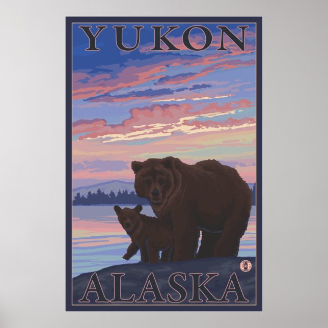 Affiche Ours et couteaux - Yukon, Alaska (Devant)