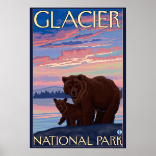 Affiche Ours et CUB - parc national de glacier, la TA