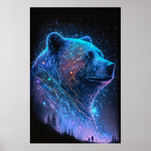Affiche Ours Gizzly Portrait animal Peinture Faune