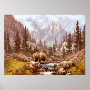 Affiche Ours grizzli dans les Rocheuses / AF-006bear, g