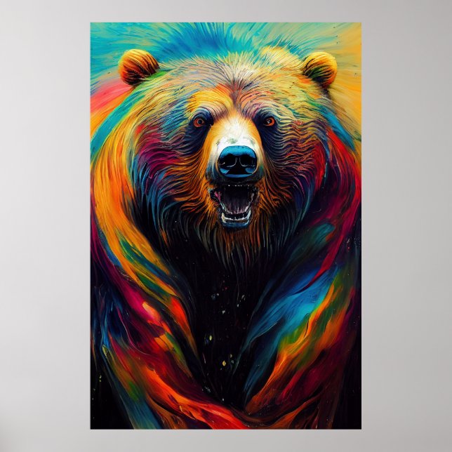 Affiche Ours Grizzly Animal Discovery Aventure Nature Pla (Devant)