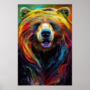 Affiche Ours Grizzly Animal Discovery Aventure Nature Pla