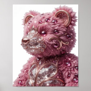 Affiche Ours incrusté de gemmes en or Snappy Design Modern