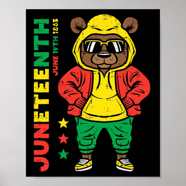 Affiche Ours Juneteenth Afro-Américain Filles Garçon Toddl (Devant)