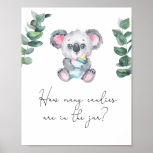 Affiche Ours koala - devinez combien de bonbons