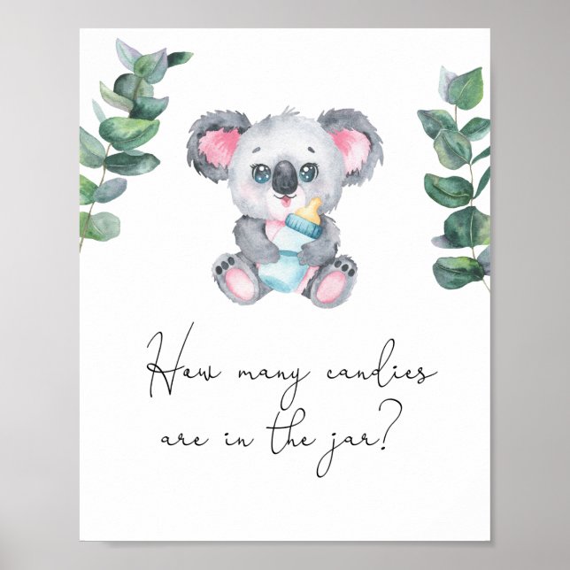 Affiche Ours koala - devinez combien de bonbons (Devant)
