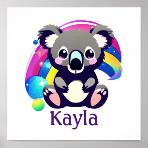 Affiche Ours Koala et arc-en-ciel personnalisés