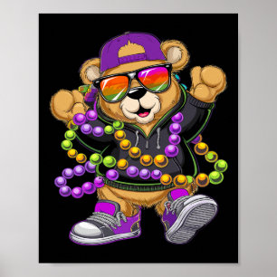 Affiche Ours Mardi Gras Hip Hop Pour Garçons Hommes Nouvel