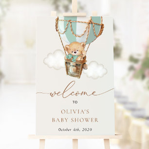 Affiche Ours, Montgolfière Verte, Bienvenue à la Baby Show