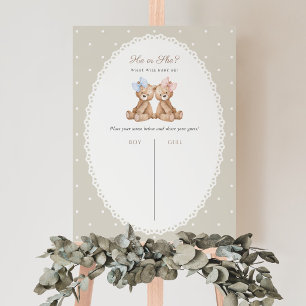 Affiche Ours, Nœud, Points beige, Devinez le sexe