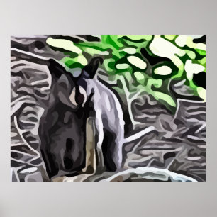 Affiche Ours noir dans la peinture des bois