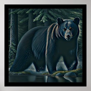 Affiche Ours Noir Majestueux De La Forêt Du Nord