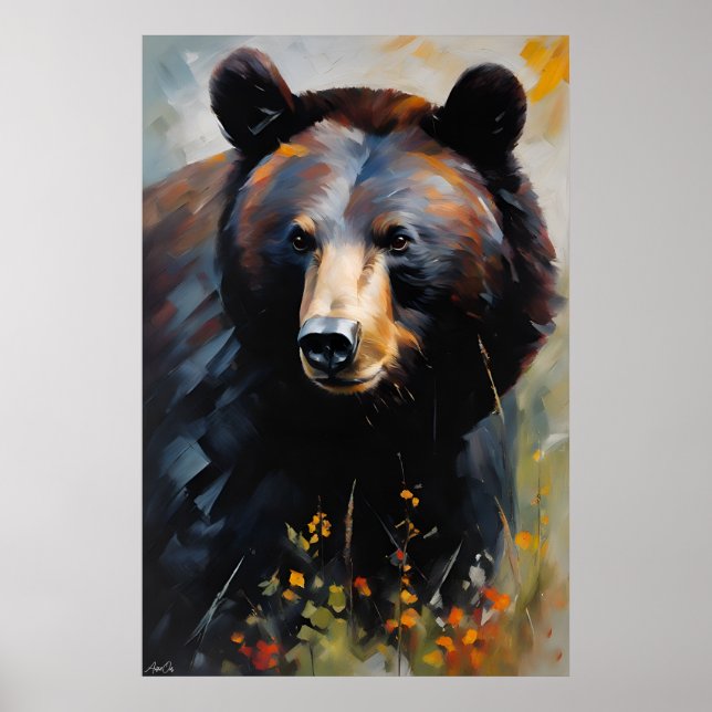 Affiche | Ours noir | Style de peinture à l'huile (Devant)