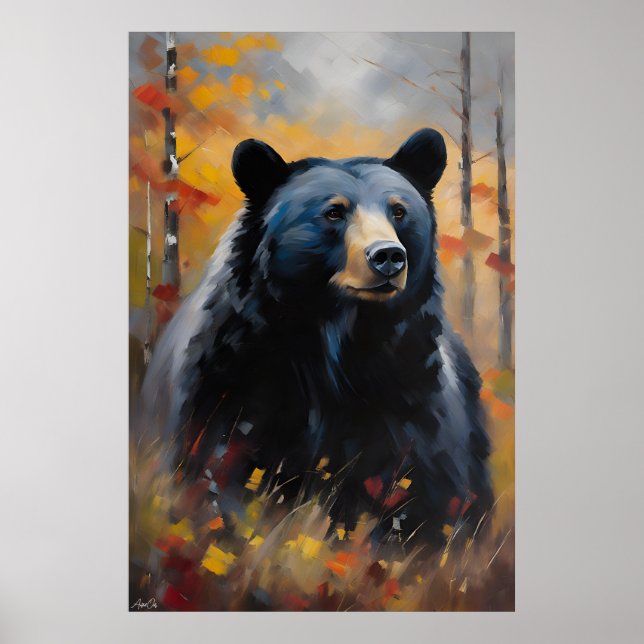 Affiche | Ours noir | Style de peinture à l'huile (Devant)